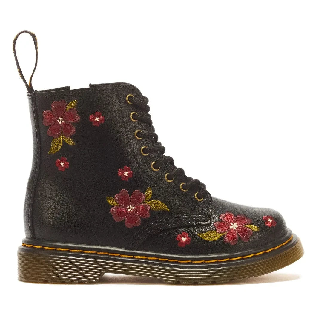 Dr Martens - Geblümte 1460 T Schnürstiefel | Schwarz
