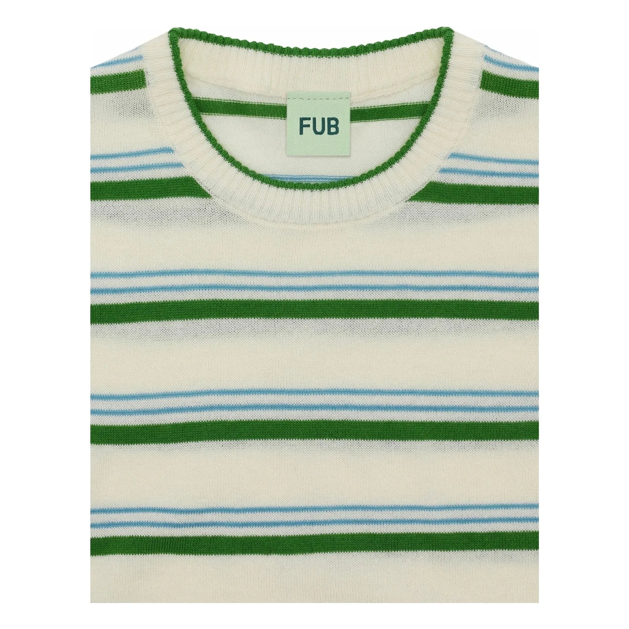 FUB – Gestreiftes T-Shirt, extrafeines Rippstrick, Bio-Baumwolle | Grün