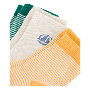 Petit Bateau - 3 Çift Çizgili Çorap Seti | Sarı