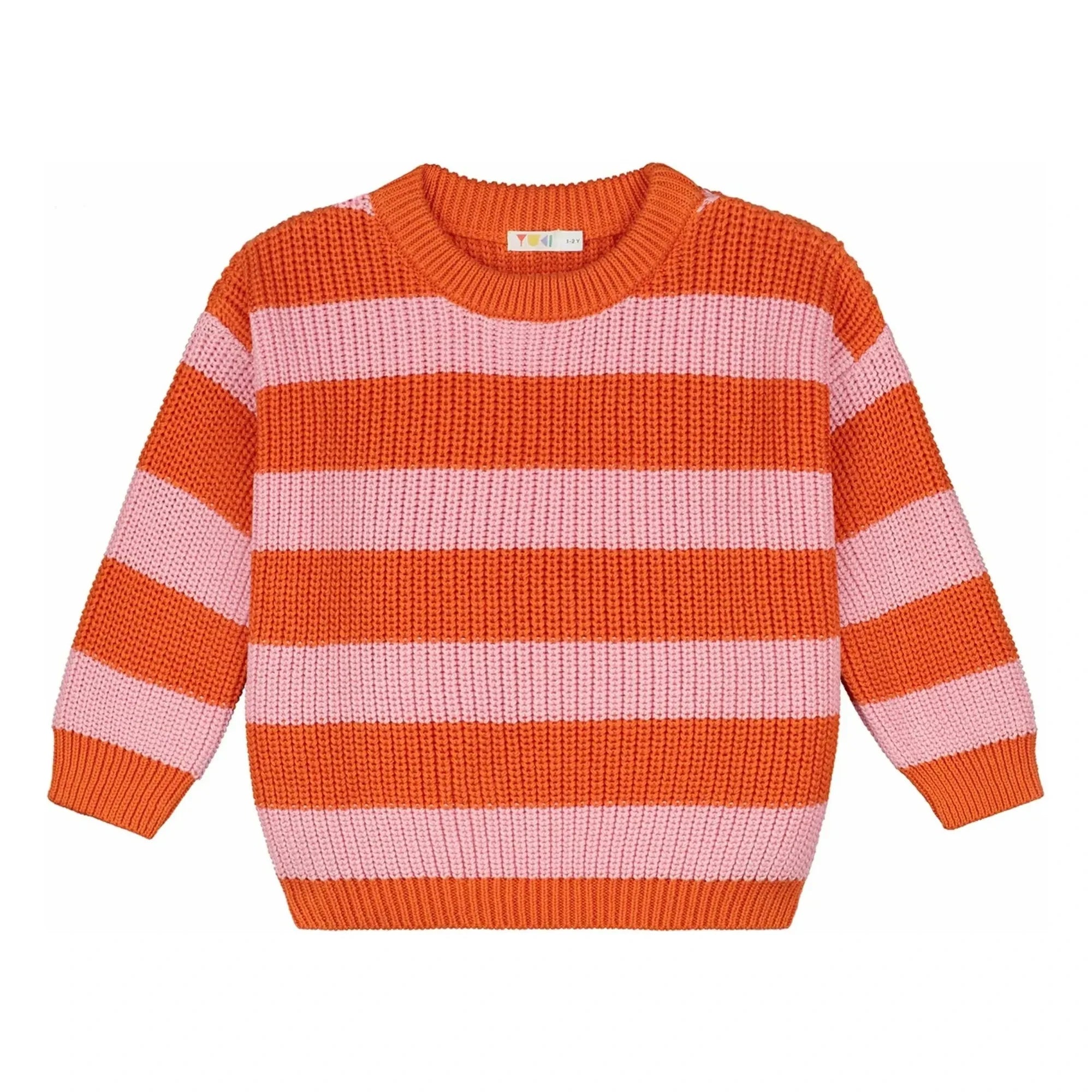 Yuki – Gestreifter Pullover aus Bio-Baumwolle | Orange