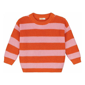 Yuki – Gestreifter Pullover aus Bio-Baumwolle | Orange