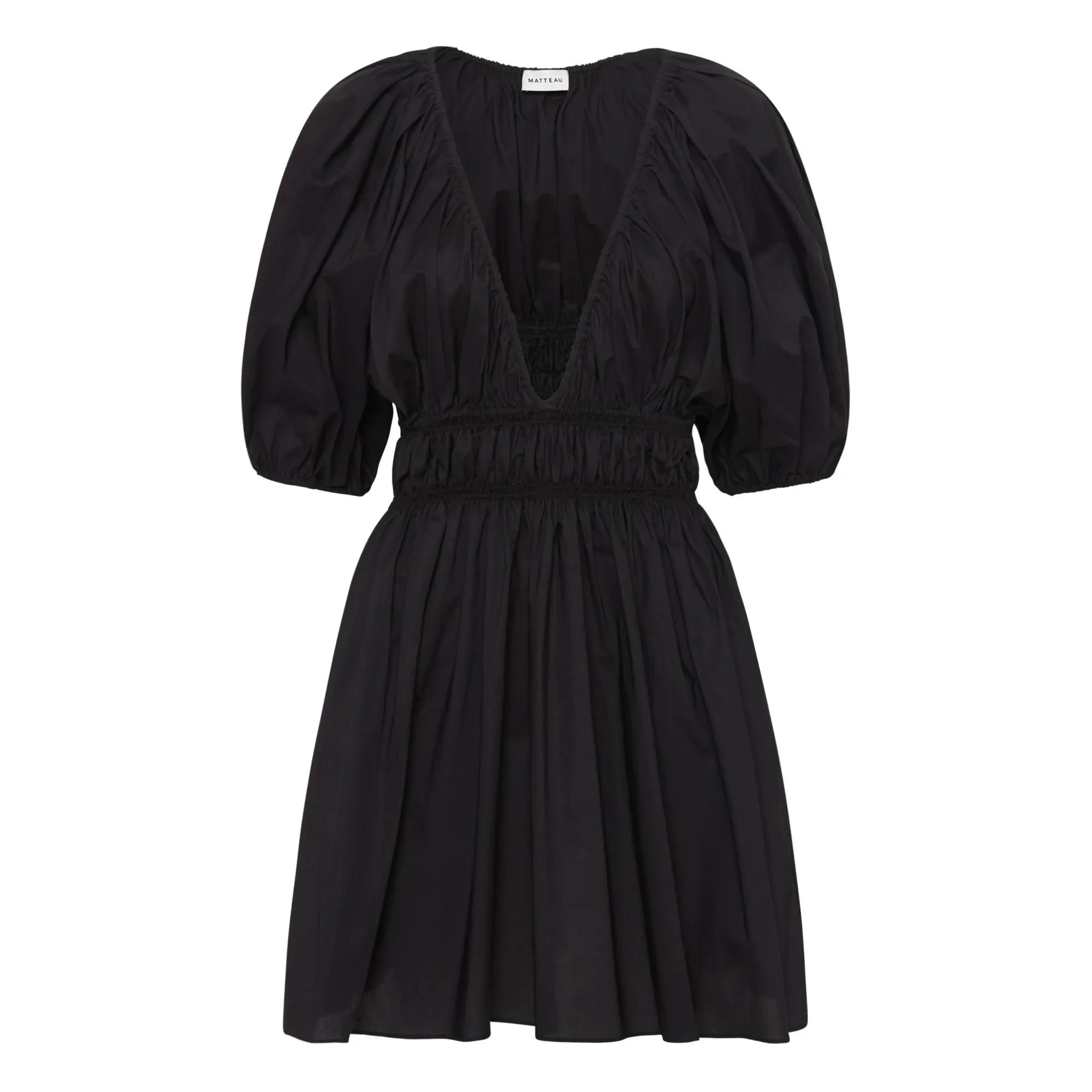 Matteau - gerafftes, drapiertes Minikleid | Schwarz