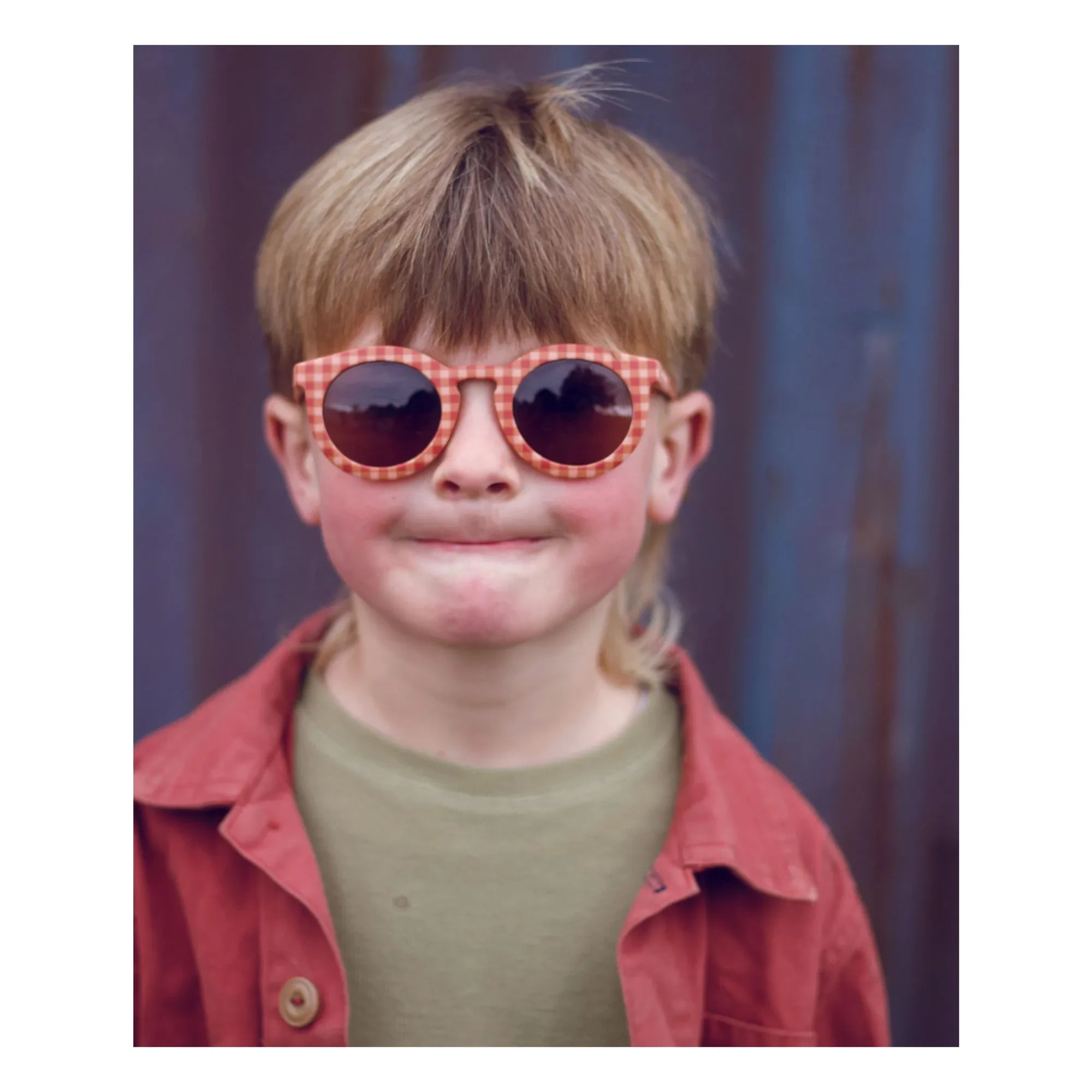 Grech & Co – Klassische Vichy Polarisierte Sonnenbrille aus Naturfaser | Blassrot