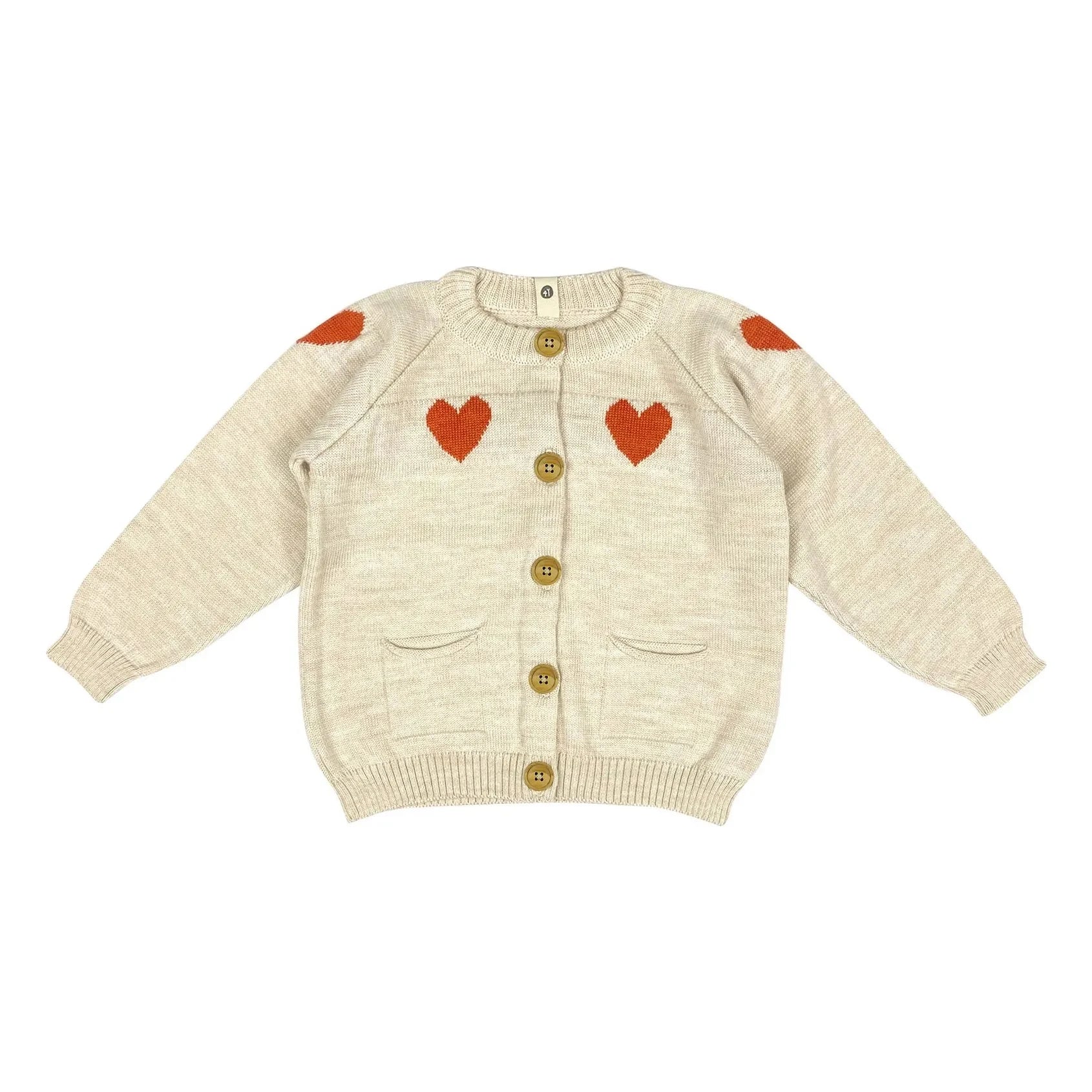 Bayiri - Dancing Hearts Merino-Cardigan | Ecru
