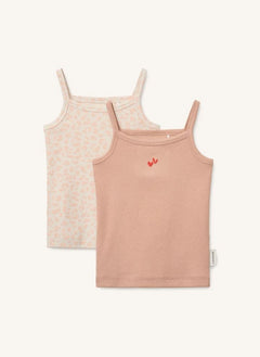 Liewood - 2er Set Naomi Leoparden Organische Baumwoll-Ripp-Tops | Hellrosa