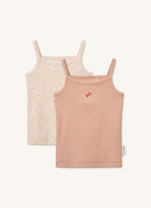 Liewood - 2er Set Naomi Leoparden Organische Baumwoll-Ripp-Tops | Hellrosa