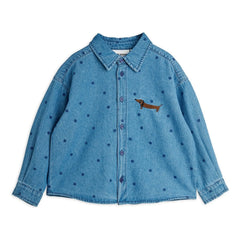 Mini Rodini - Bio-Baumwoll-Jeanshemd mit Punkten | Blau