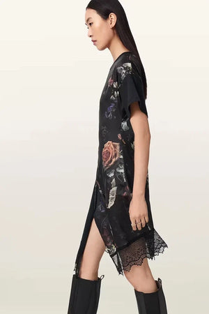 AllSaints asimetrik LANA LACE elbise