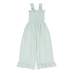 Búho - Vichy Seersucker-Strampler | Aqua