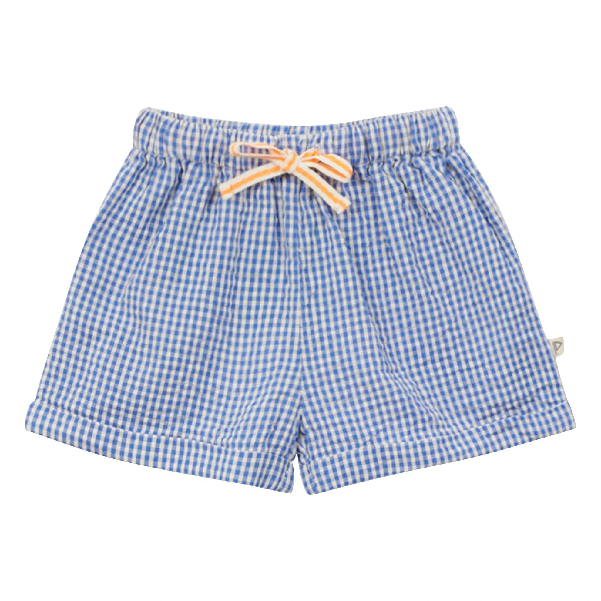 Arsène et Les Pipelettes - Vichy Seersucker Babyshorts | Azure blue