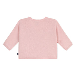 Petit Bateau – Wickelstrickjacke aus Pointelle-Wolle | Rosa
