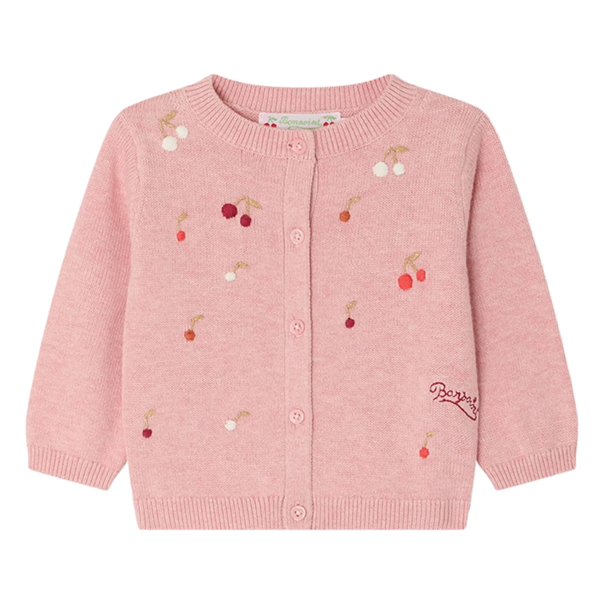 Bonpoint - Claudie Bestickte Strickjacke | Puder