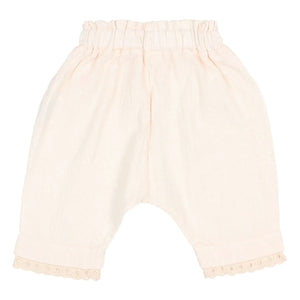Búho - Babyhose aus Bio-Baumwolle mit Spitze | Blassrosa