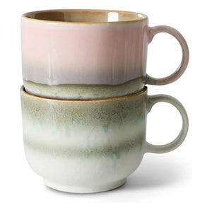 HKliving - Steingut Tassen - 2er Set | Rosa