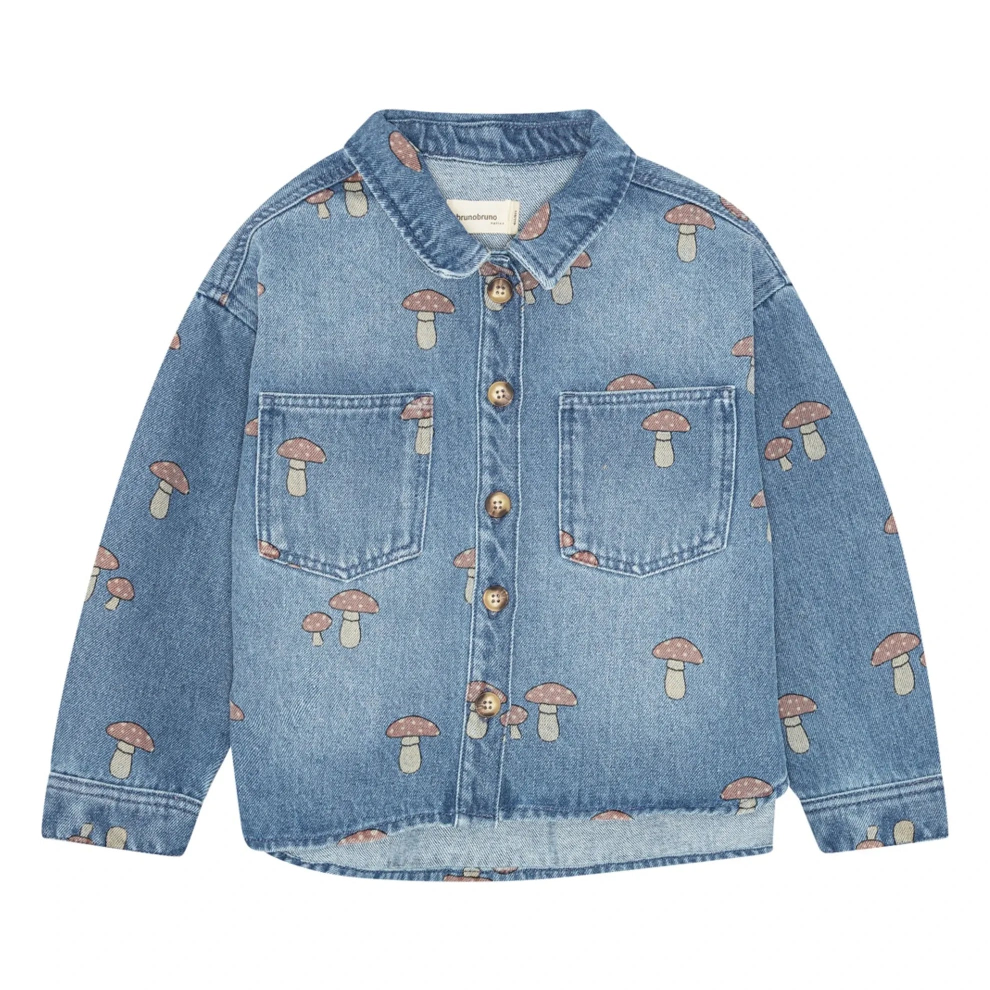 brunobruno nation - Nohr Jeanshemd Pilzrot Bio-Baumwolle | Blau