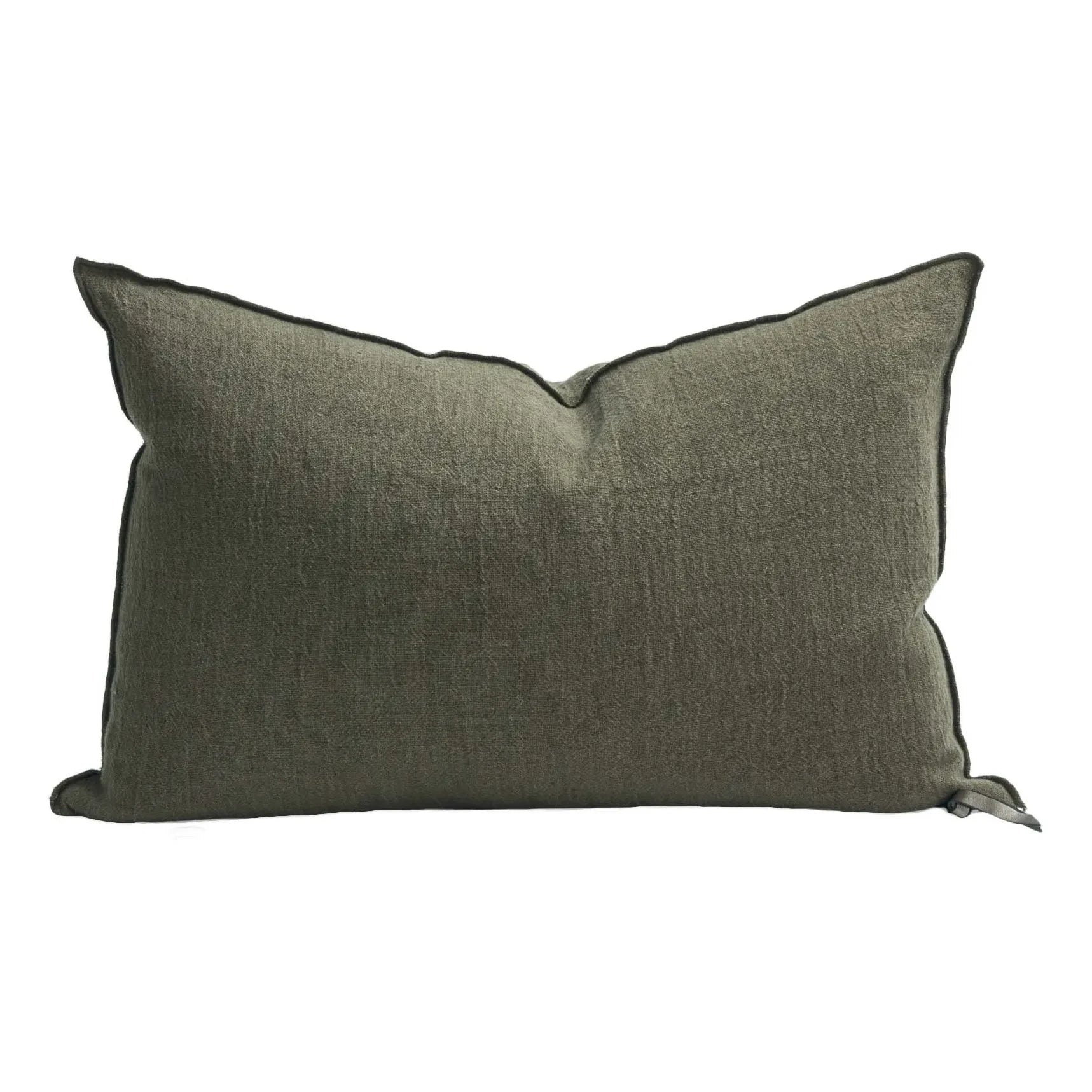 Maison de Vacances - Vice Versa Kissen aus gewaschenem Leinenkrepp | Khaki