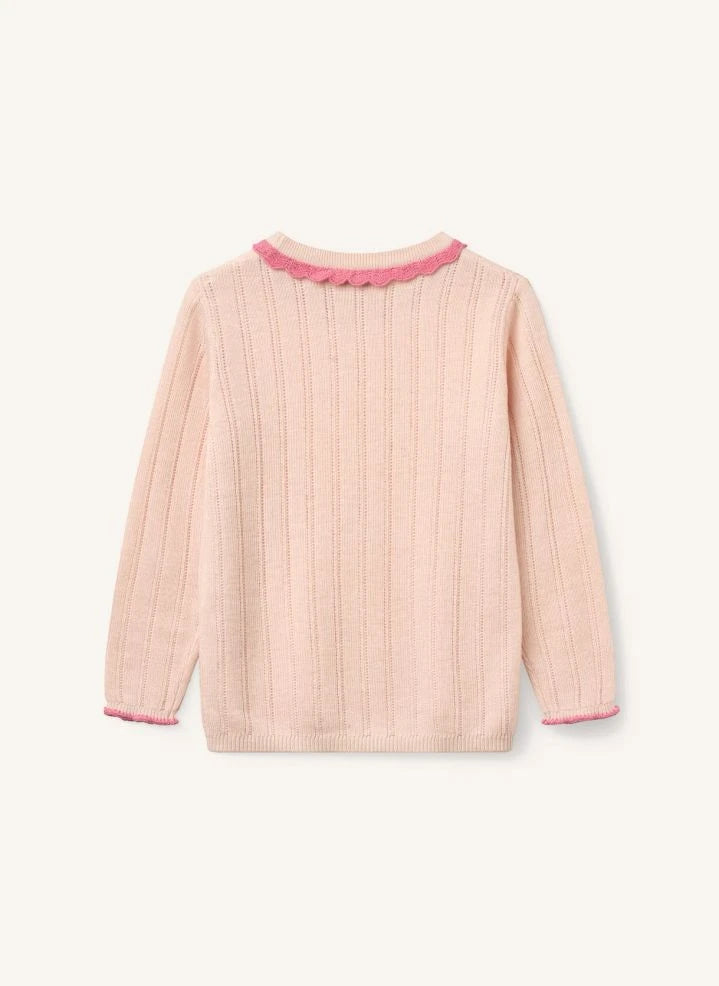 Copenhagen Colors - Merinowolle Pointelle Pullover | Puderrosa