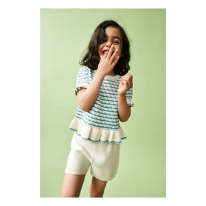 FUB - Pointelle T-Shirt aus Bio-Baumwolle | Azurblau