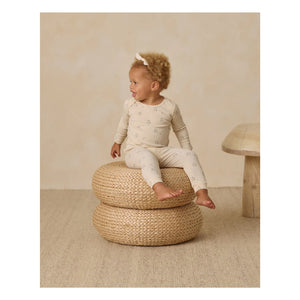 Quincy Mae - Set aus geripptem Oberteil und Leggings aus Bio-Baumwolle, Haselnuss | Ecru