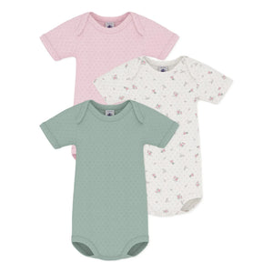 Petit Bateau - 3er-Set Bio-Baumwoll-Ajour-Baby-Bodys | Rosa