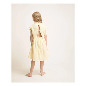Búho - Lurex Baumwoll-Voile Kleid mit offener Rückseite | Gelb