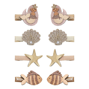 Mimi & Lula - 8-teiliges Mini-Meerjungfrau Haarspangen Set | Gold