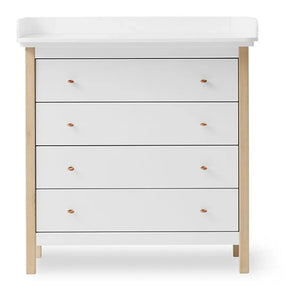 Oliver Furniture - Ahşap Meşe Alt Değiştirme Masası ve Şifonyer | Beyaz