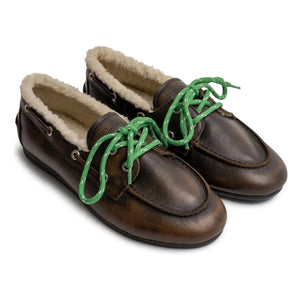 Posa - Leder- und Fell-Bootsschuhe | Braun
