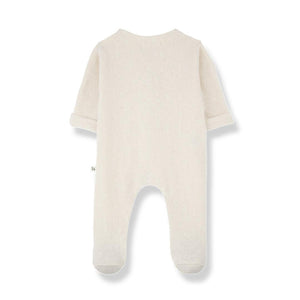 1+ In The Family Gael Jumpsuit w/feet - Ecru-Bodysuits-Ecru-3m | Natural Baby Shower