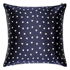 Emily's Pillow - Herzgemusterter Maulbeerseiden-Kissenbezug | Nachtblau