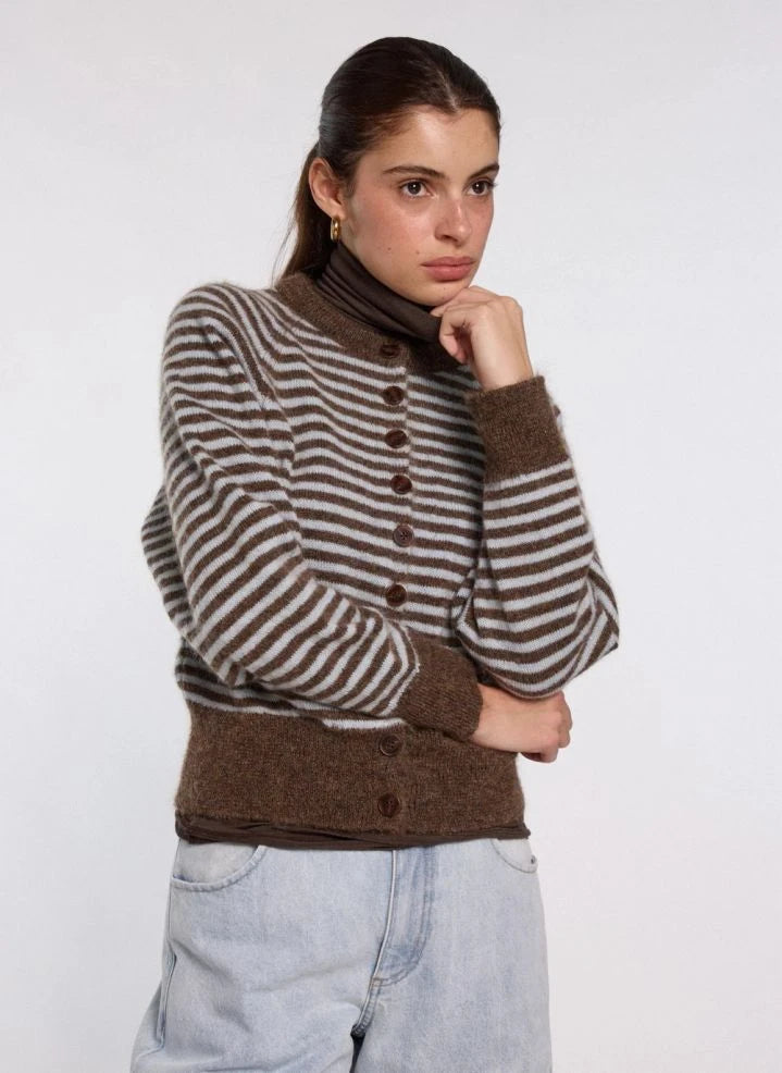 Nitah - Mahé Gestreifter Cardigan | Braun