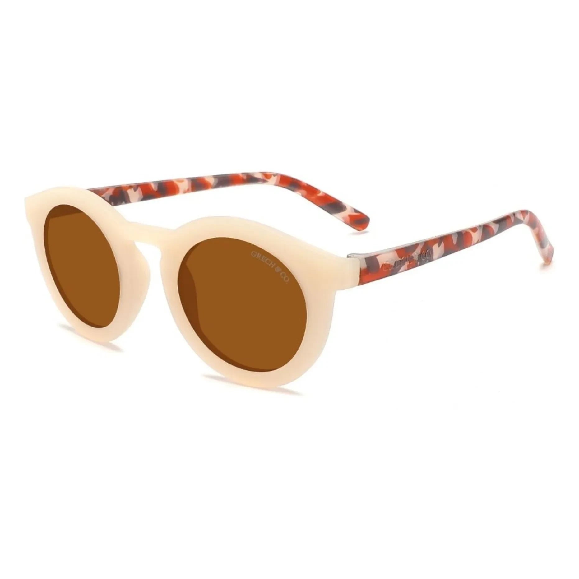 Grech & Co - Klassische Sonnenbrille mit polarisierten Bügeln, Pailletten, Bio-Fasern | Ecru