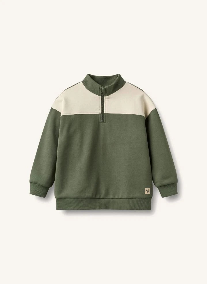 Wheat - Matteo Hoodie mit Trucker-Kragen aus Bio-Baumwolle | Khaki