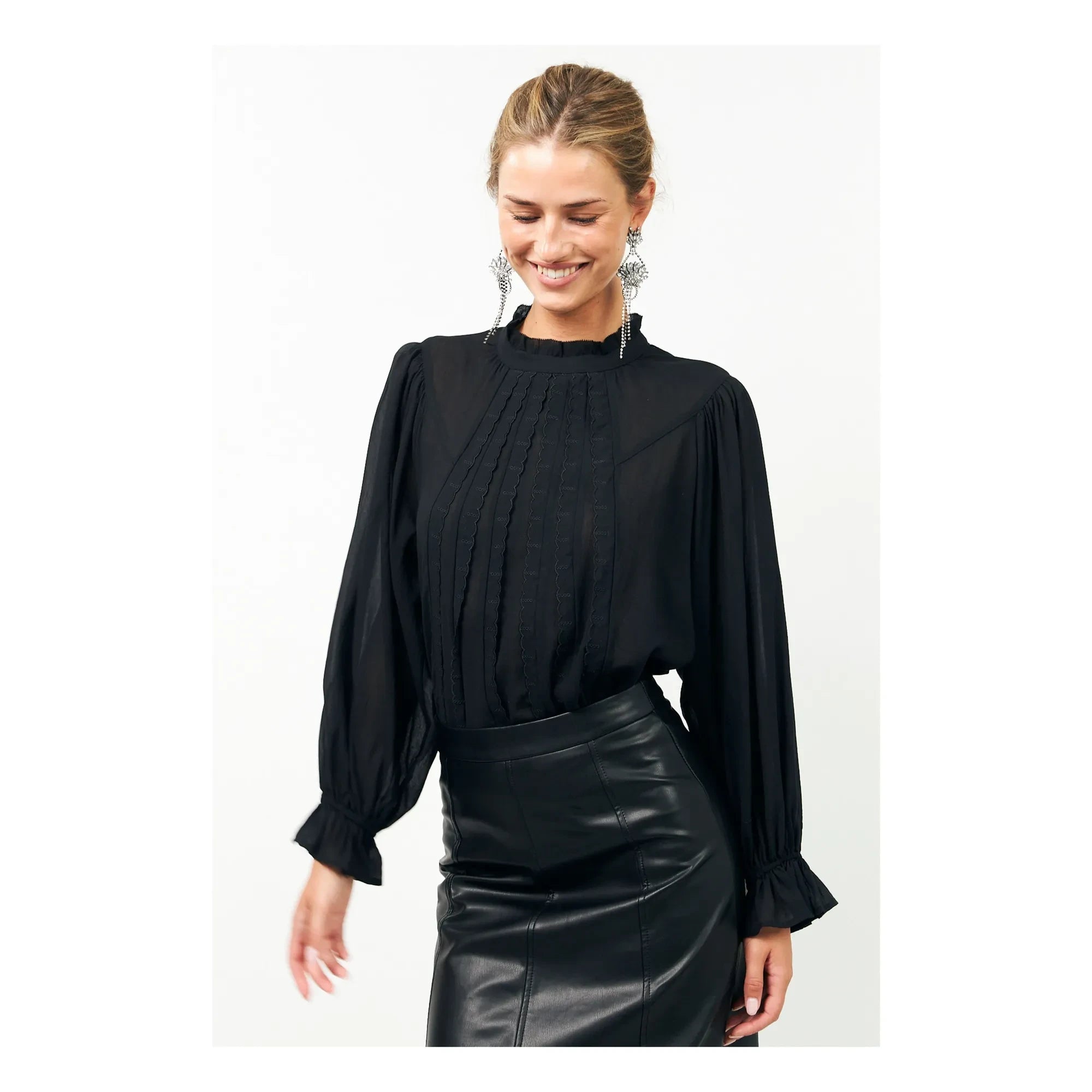 Lollys Laundry - Presley Baumwollbluse | Schwarz
