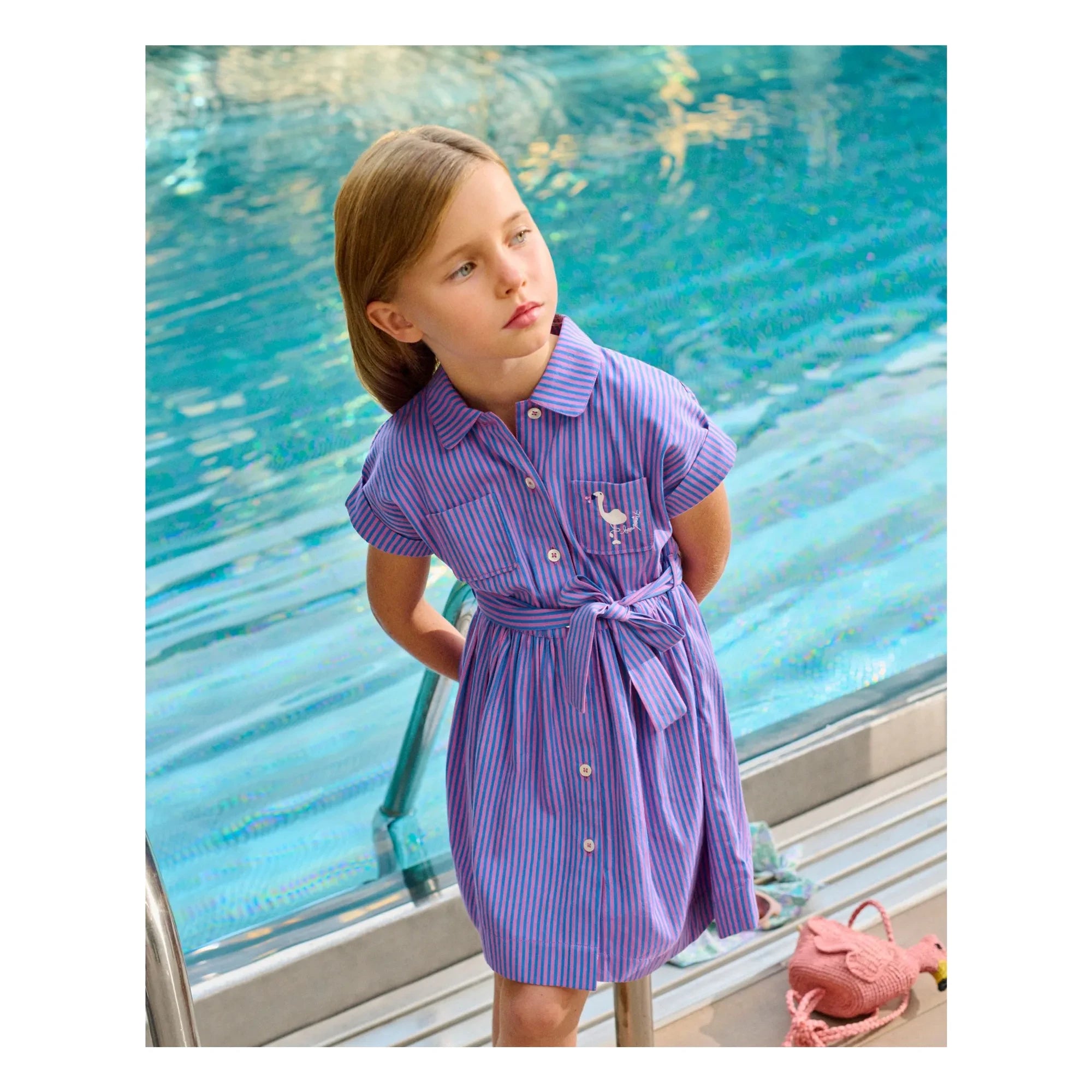 Bonpoint - Gisèle Gestreiftes Kleid aus Bio-Baumwolle | Mauve