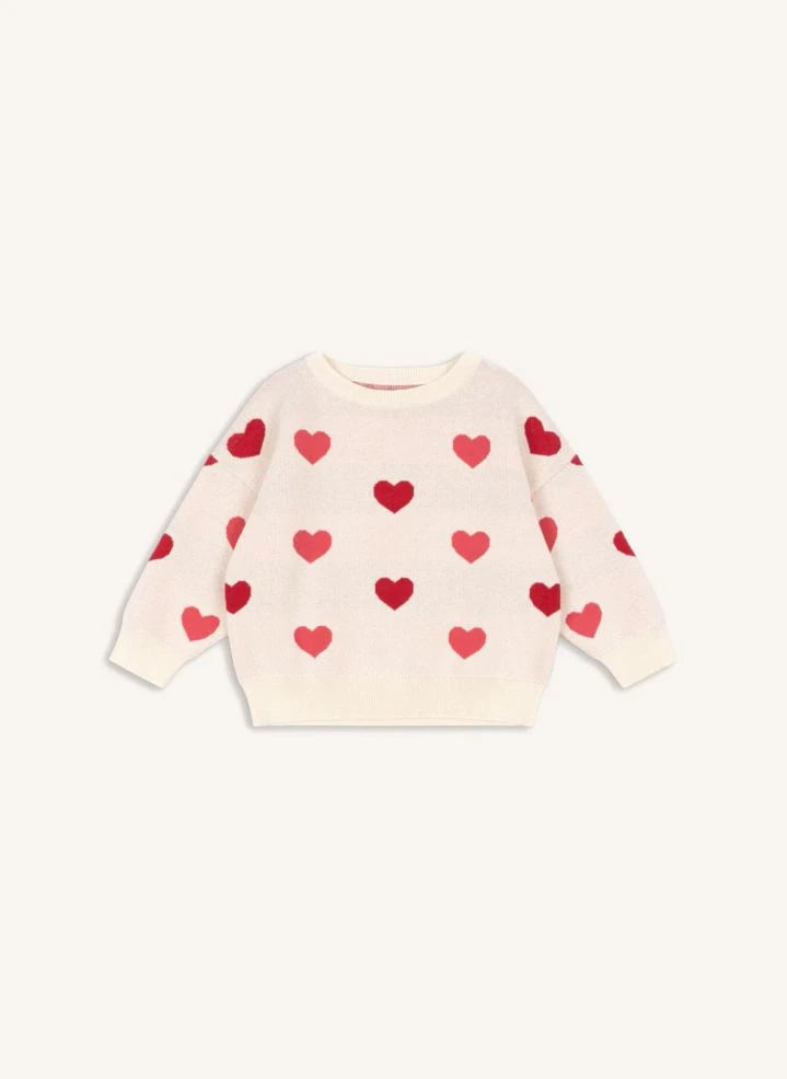 Konges Sløjd - Lapis Pullover Hearts Bio-Baumwolle | Hellrosa