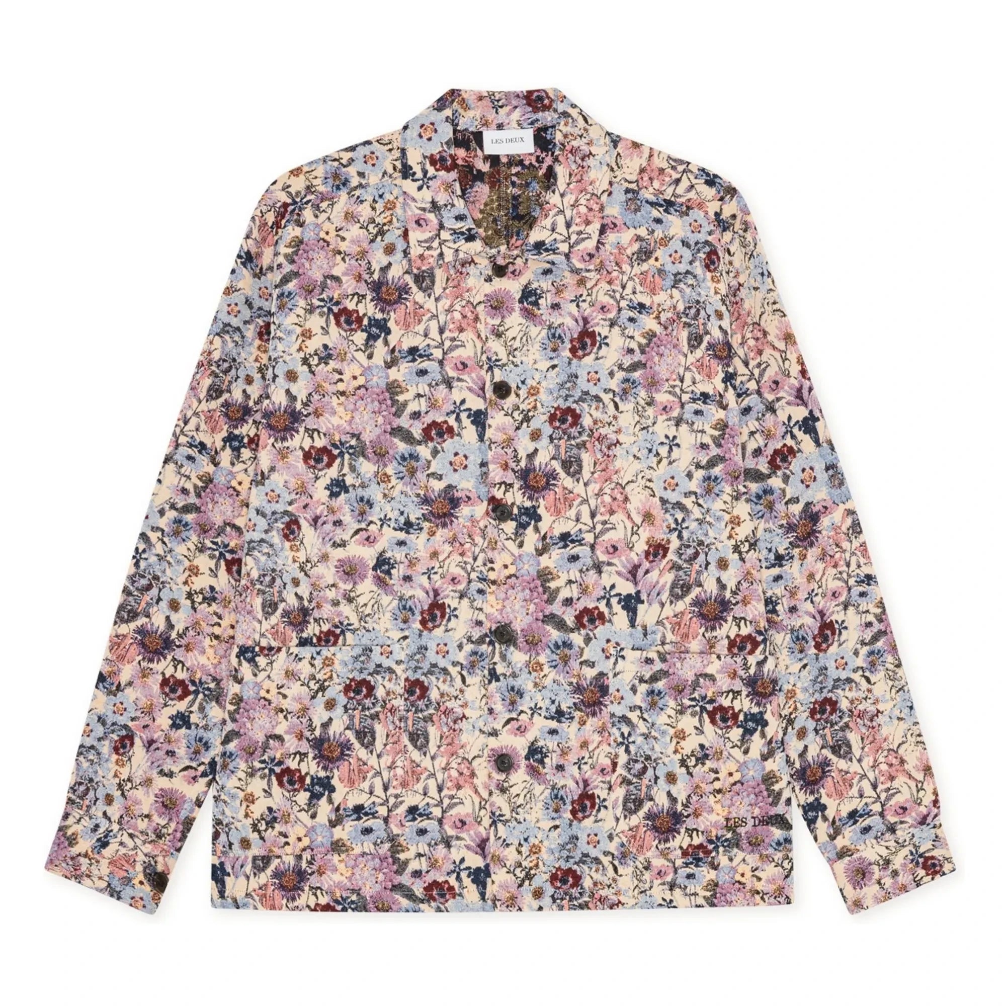 Les Deux - Hugh Jacquard-Baumwoll-Overshirt mit Blumenmuster | Rose Ivory