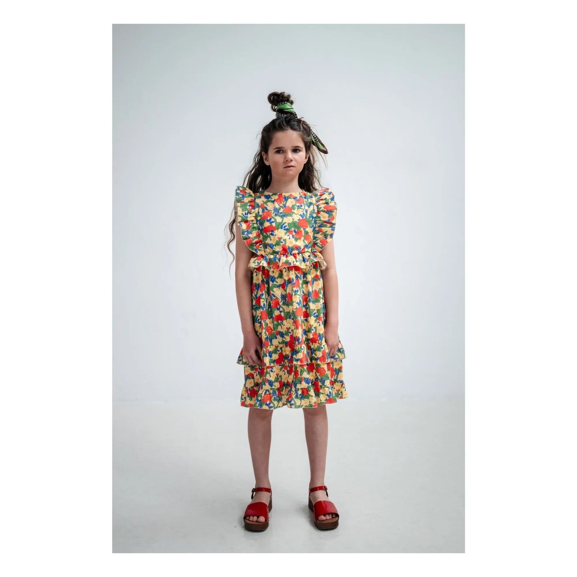 Repose AMS - Bio-Baumwollkleid mit Blumenmuster und Rüschen | Hellgelb