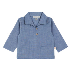 Emile et Ida – Glattes Chambray-Hemd | Blau