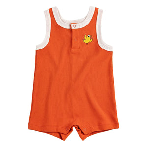 Bobo Choses - Bio-Baumwolle Vogel Rippstrampler | Orange