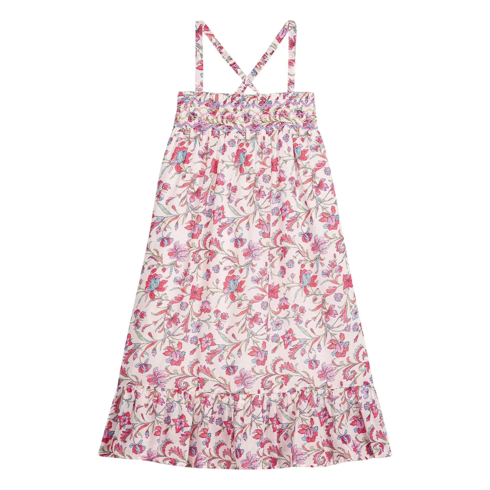 Louise Misha - Marceline Fleurie Bio-Baumwoll Trägerloses Kleid | Rosa