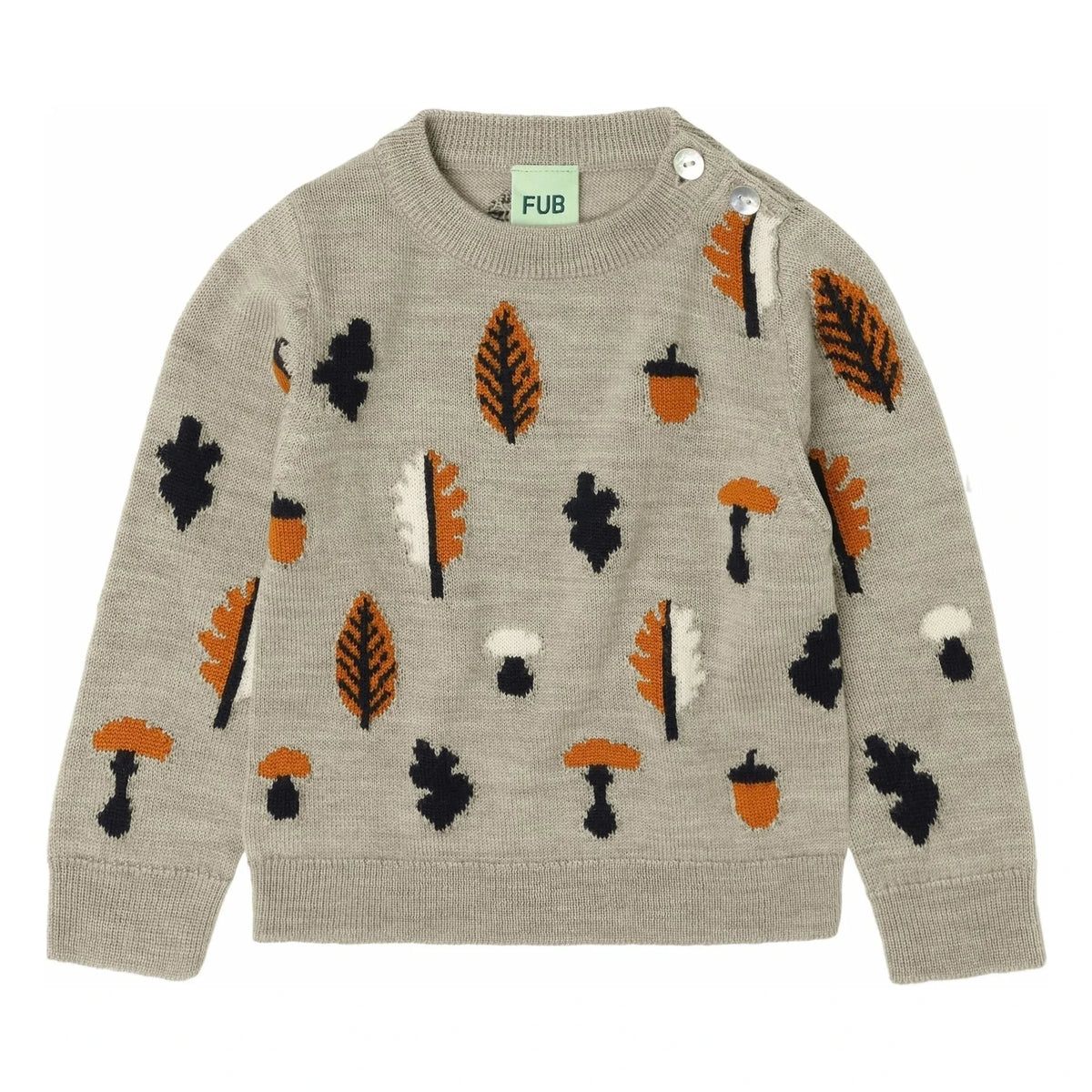 FUB - Jacquard-Merinowoll-Baby-Pullover | Heather beige