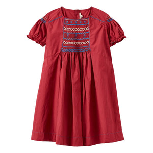 Caramel - Moringa gerafftes Kleid | Kirschrot