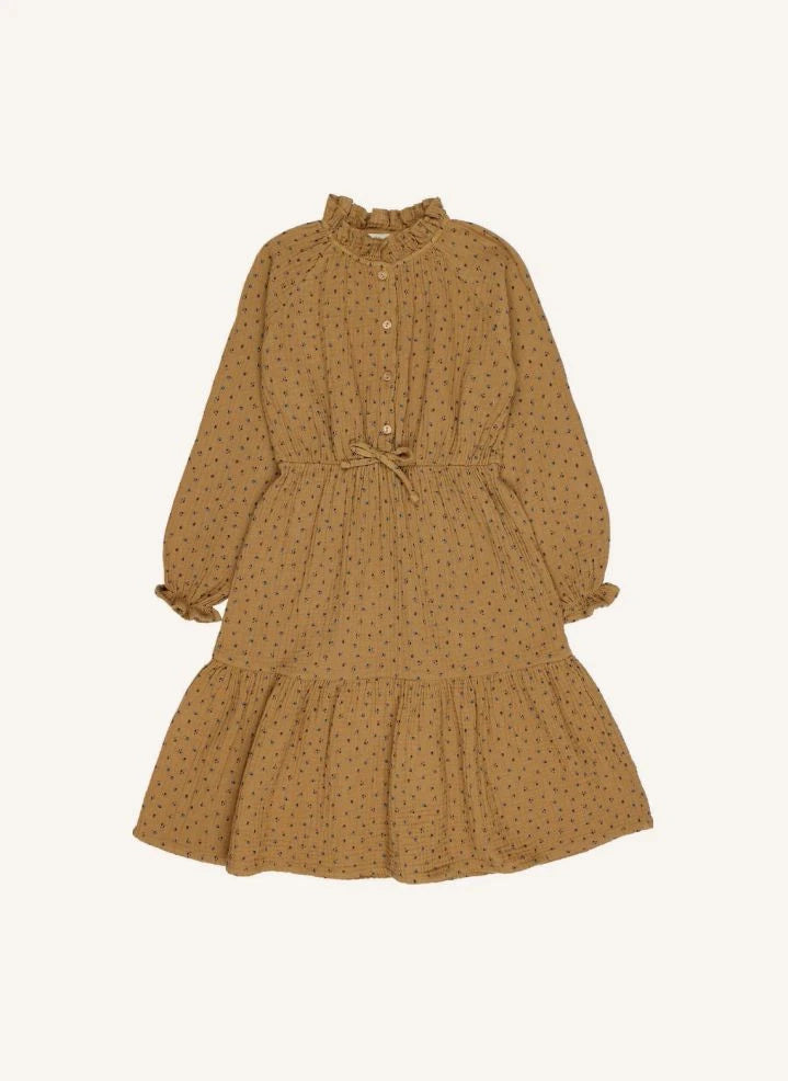 Búho - Organisches Baumwoll-Gaze-Tüllkleid mit Rüschen | Oker