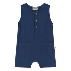 Cozmo – Strampler-Shorts aus Baumwollgaze | Marineblau