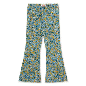 Tinycottons - Bio-Baumwoll-Blumenmuster-Gestreifte Spanische Hosen | Blau