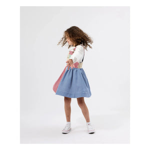 Goldie + Ace - Gestreiftes Patchwork-Latzkleid | Rot