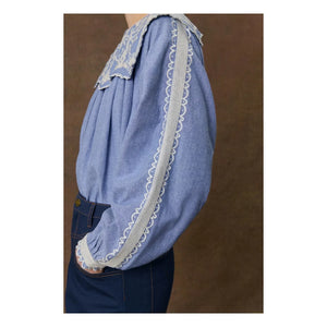 Louise Misha - Anastasy Organische Baumwollbluse | Blau