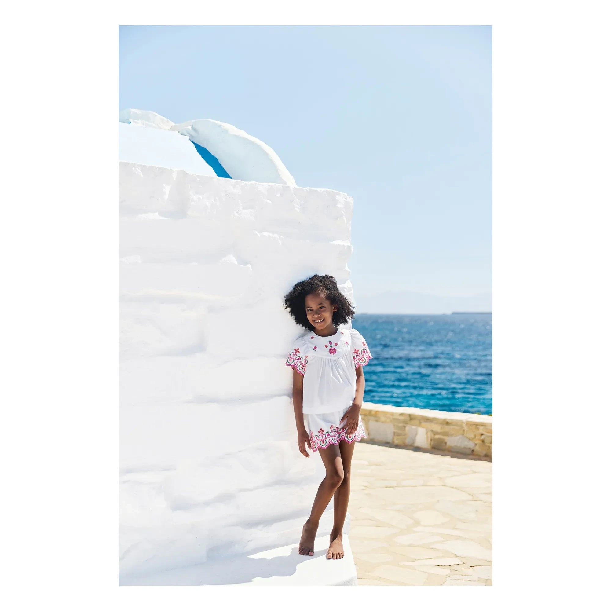 Tartine et Chocolat - Besticktes Blusenshirt und Shorts-Set | Weiß