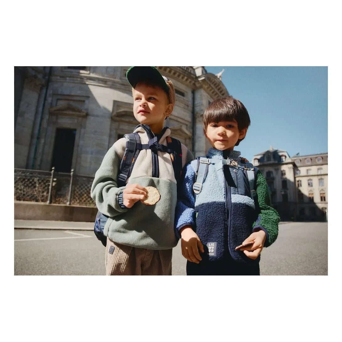 Liewood - Nolan Farbblock Sherpa-Jacke aus recycelten Fasern | Blau